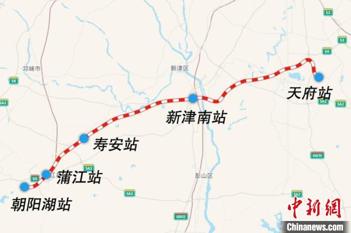 成都铁路枢纽天府至朝阳湖段线路图。　国铁集团供图