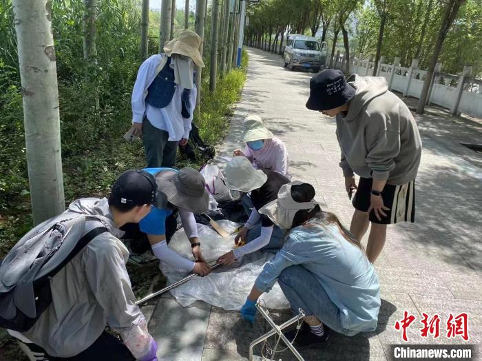 图为科研人员正在进行监测。　西宁湟水国家湿地公园供图