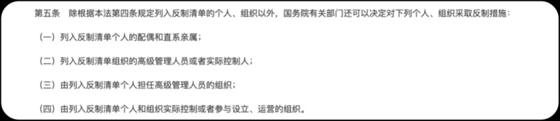 《反外国制裁法》明确规定反制对象。