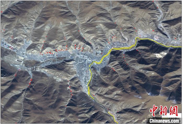 玉树灾后重建区地质灾害治理工程和防洪工程监测结果。中科院空天院 供图