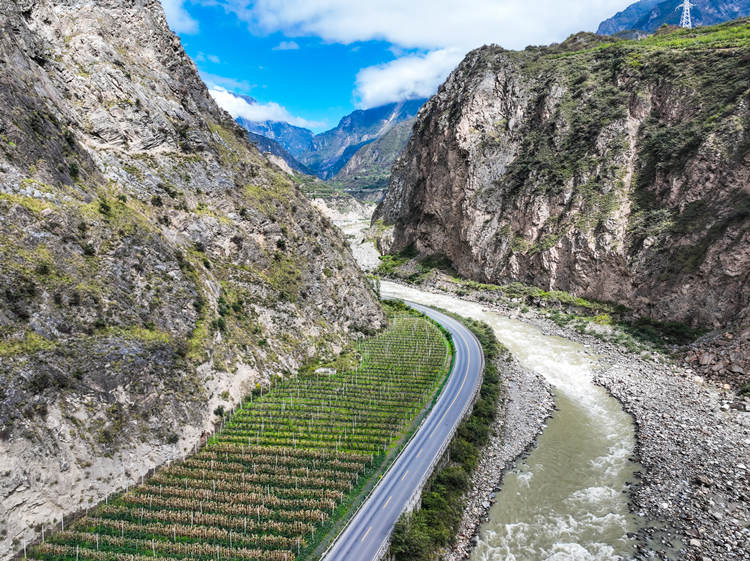 河谷深处的苹果园。茂县科学技术和农业畜牧局供图